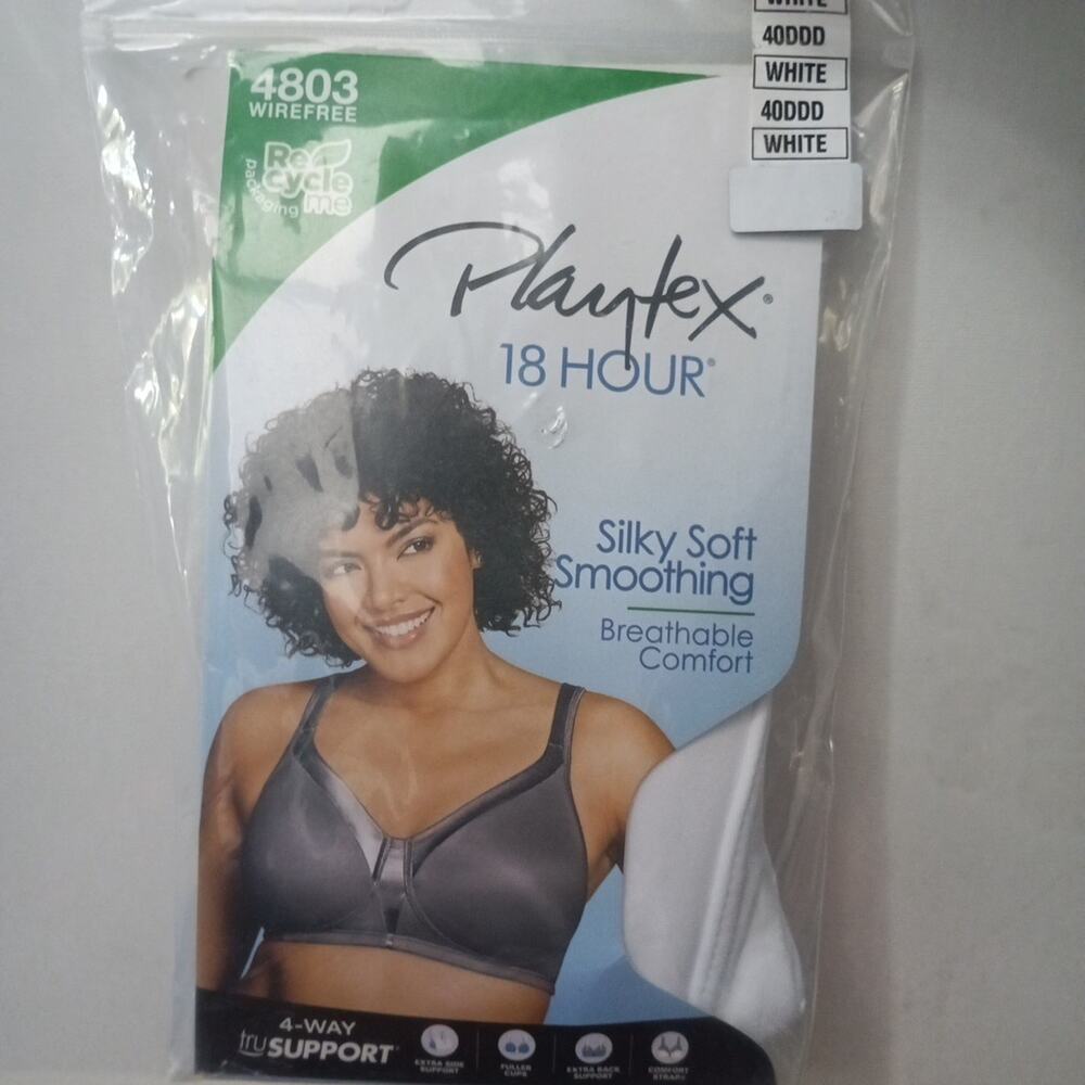 Playtex Women's 18 Hour Silky Wireless Bra Size 40DDD White